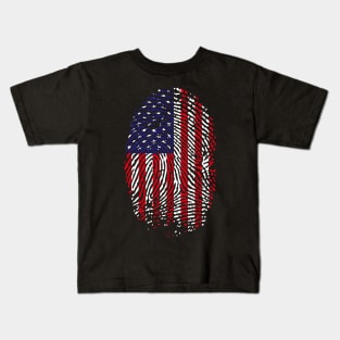 AMERICAN FLAG FINGER PRINT PATRIOTIC Kids T-Shirt